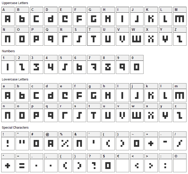 Execute 2000 Font Character Map
