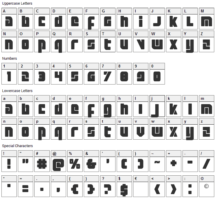 Exoplanet Font Character Map