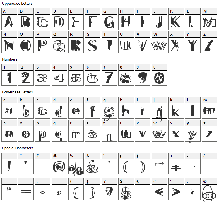 ExperiTypo5 Font Character Map