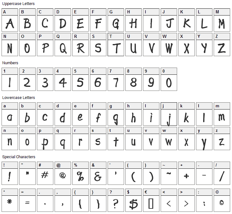 Expletive Deleted Font Character Map