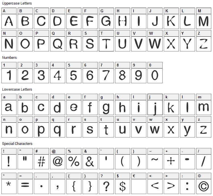 Expression Font Character Map