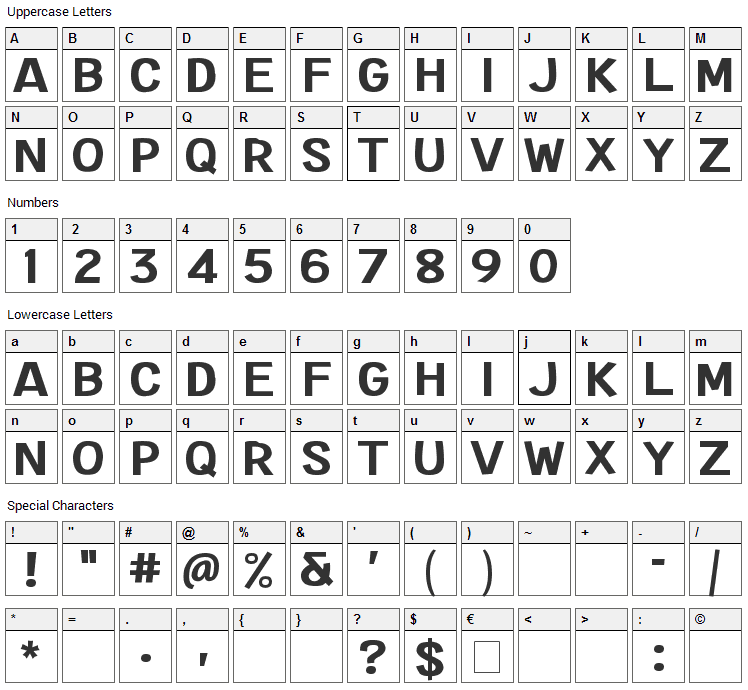 Extended Play Font Character Map