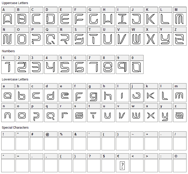 Exynos Font Character Map