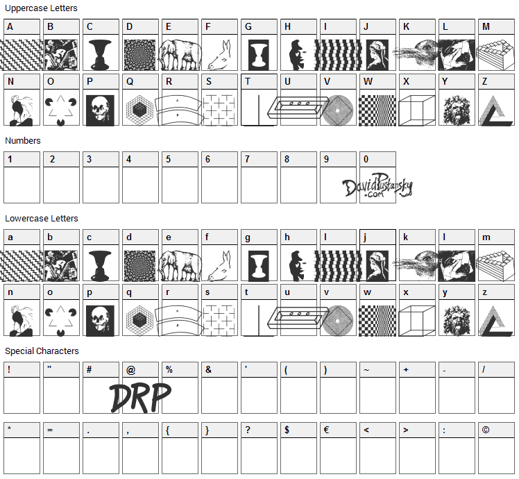 Eye Am Confused Optical Illusions Font Character Map