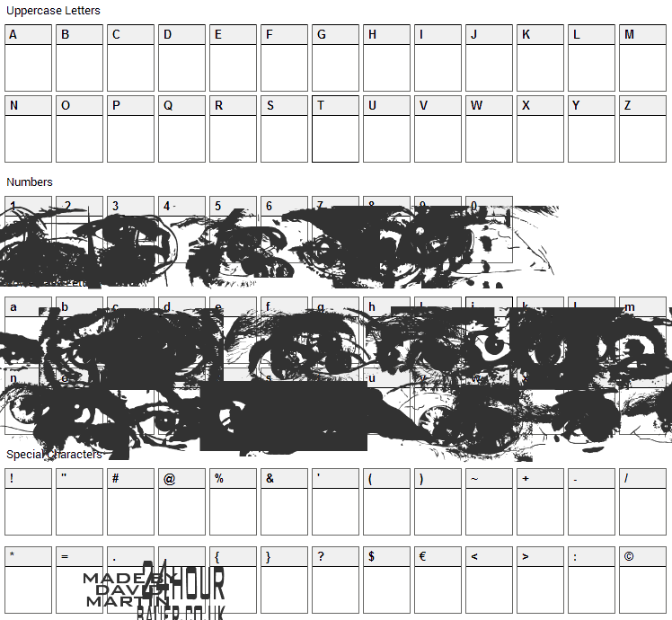 Eye Spy Font Character Map