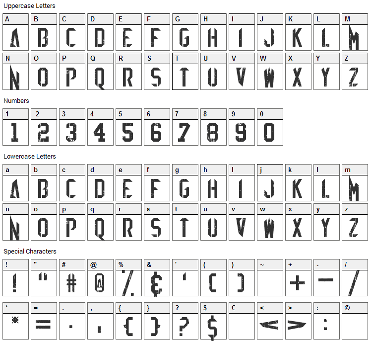 EZ Sharpz Font Character Map