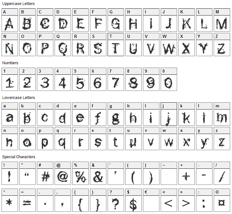 F-Rotten Font Font Character Map