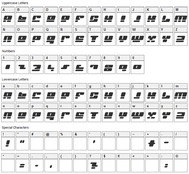 Face Plant Font Character Map