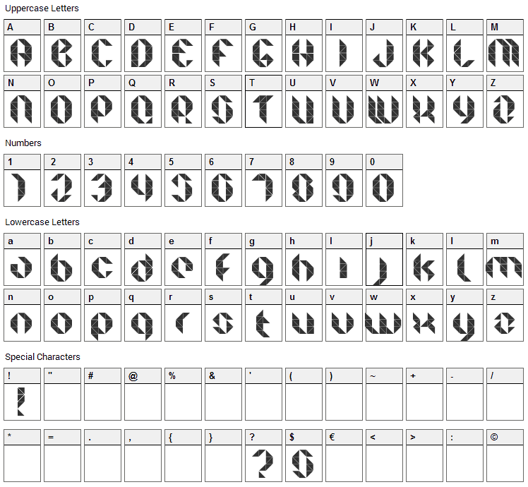 Facet Font Character Map