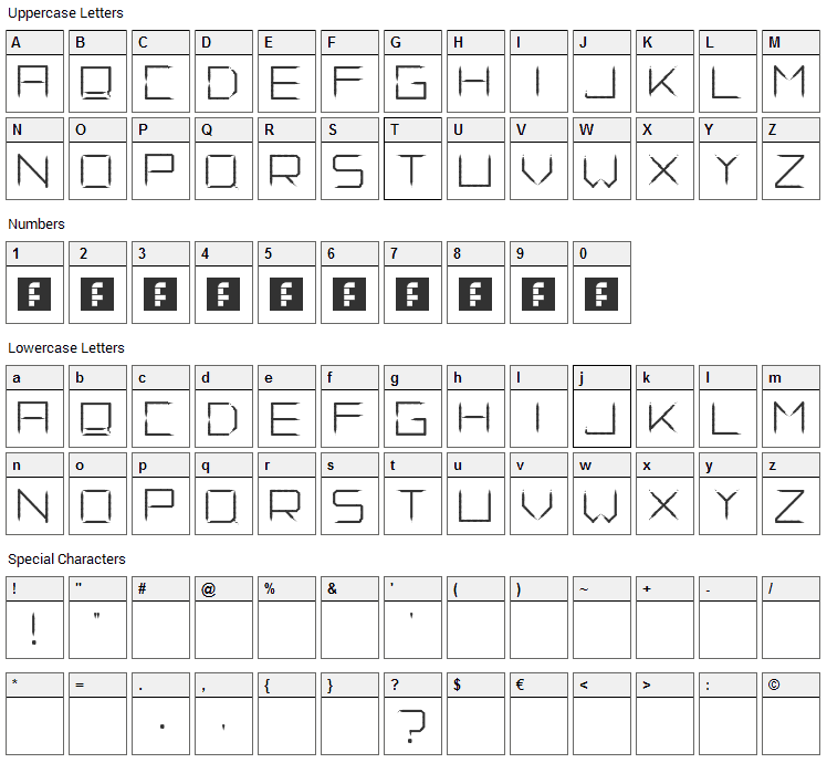 Fade Away Font Character Map