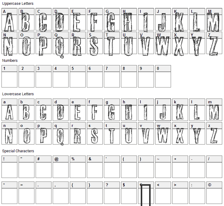 Fail Font Character Map