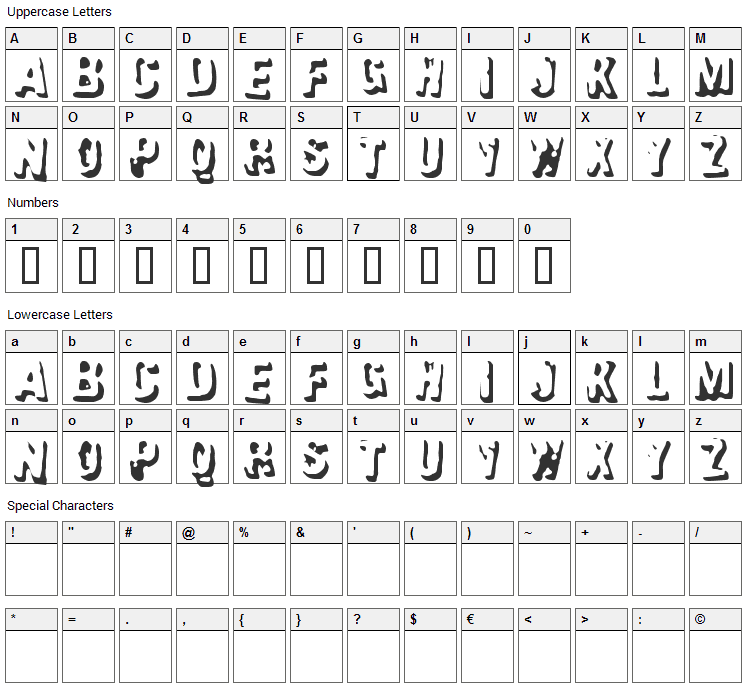 Failure Font Character Map