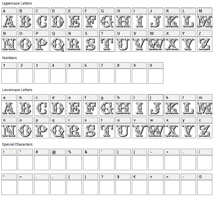 Fair Faces Font Character Map