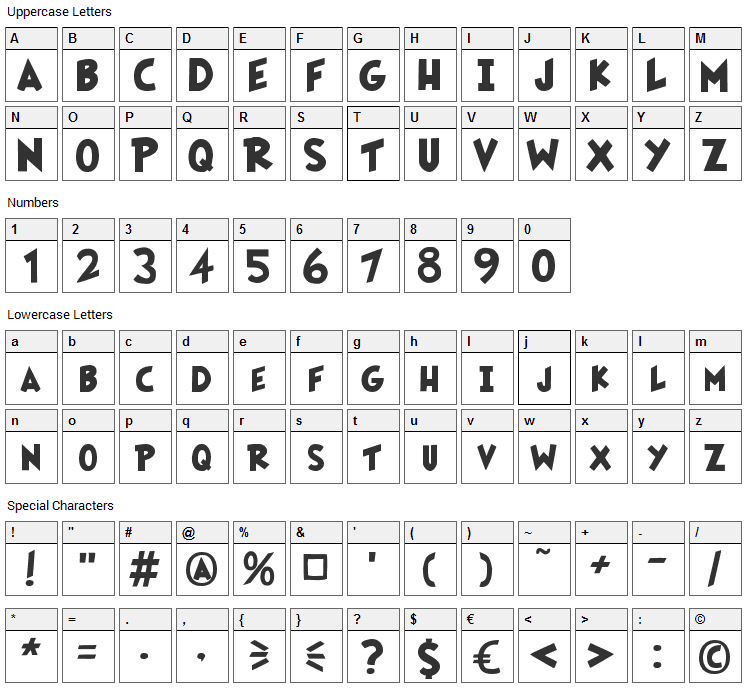 Fairly Odd Font Character Map