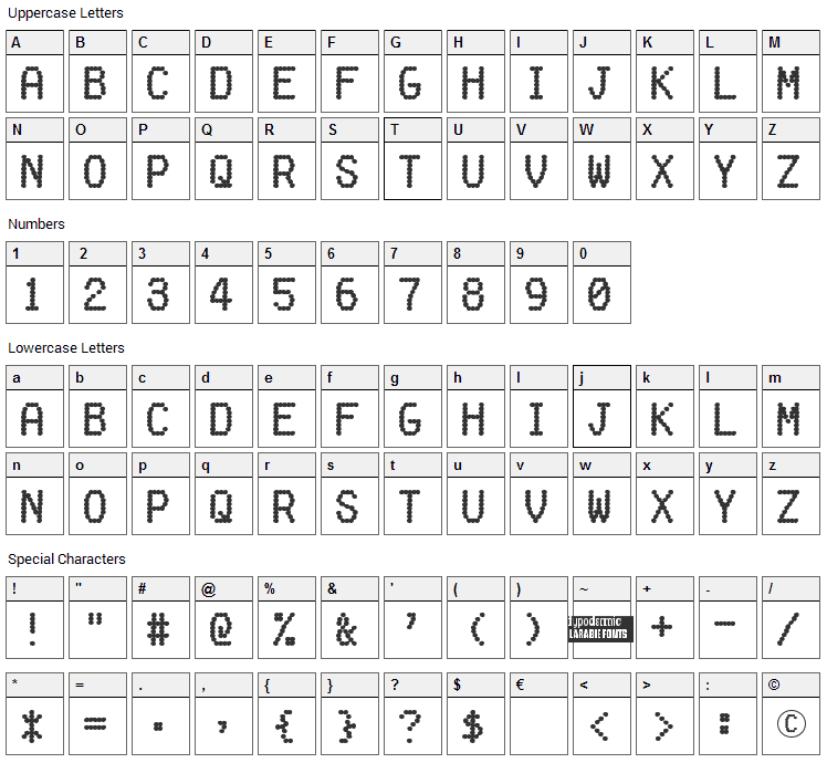 Fake Receipt Font Character Map