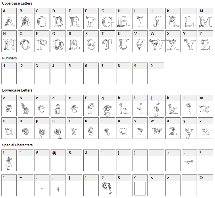 False Advertising Font Character Map