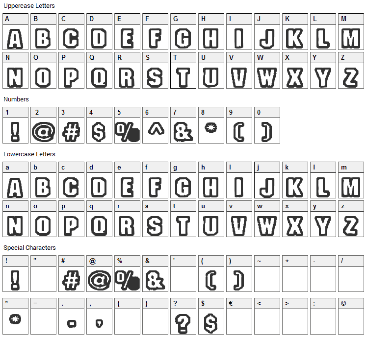 Fanatika Font Character Map
