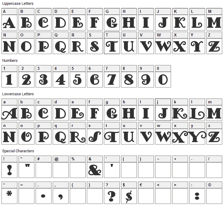 Fancy Pants Font Character Map