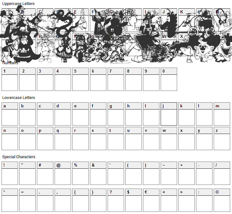 Fantasy CSP Font Character Map