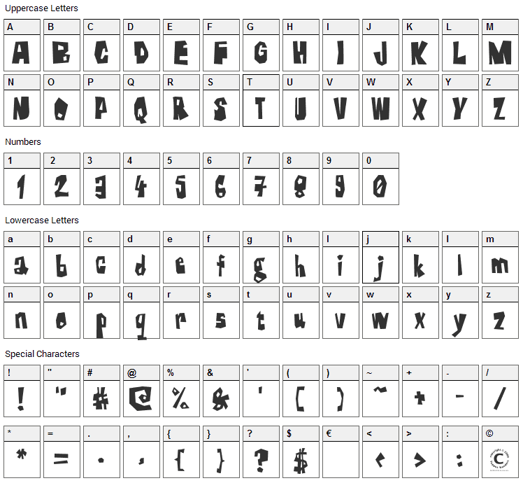Farckenzlabb Font Character Map