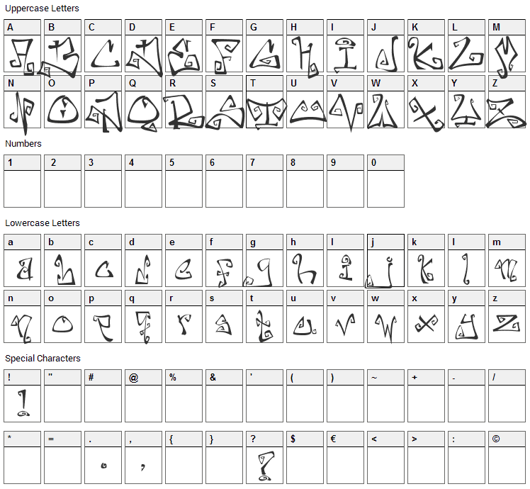 Farewell Eternity Font Character Map