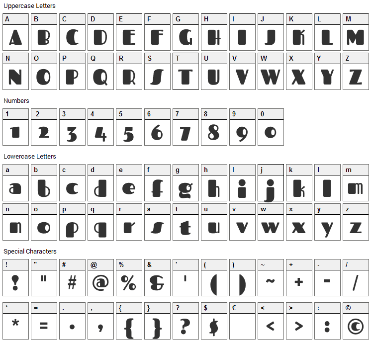 Fascinate Font Character Map