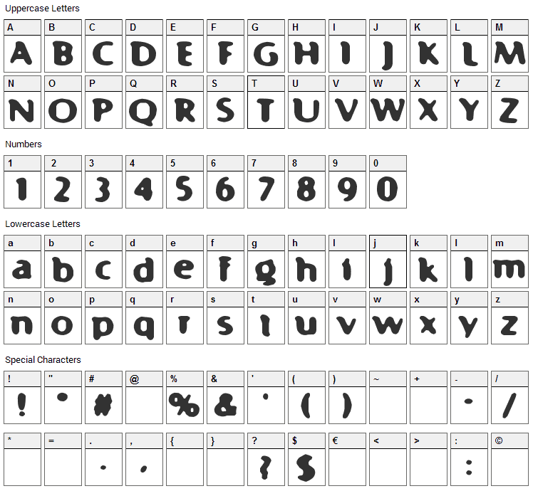 Fast 99 Font Character Map