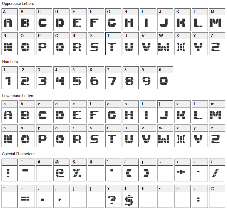 Fast Money Font Character Map