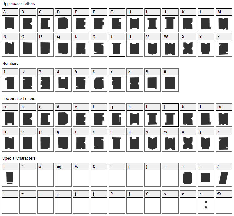 Fat Bross Font Character Map