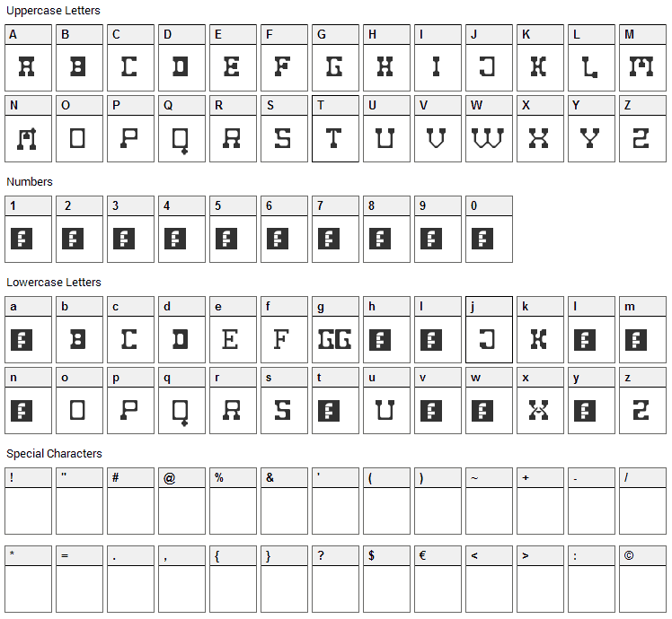 Fat Cowboy Font Character Map