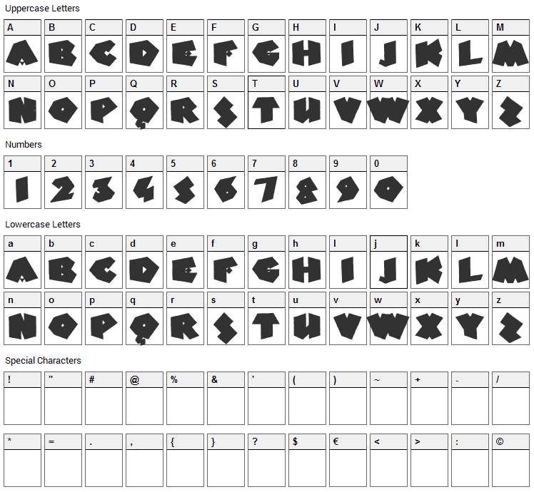 Fat Fantasy Font Character Map