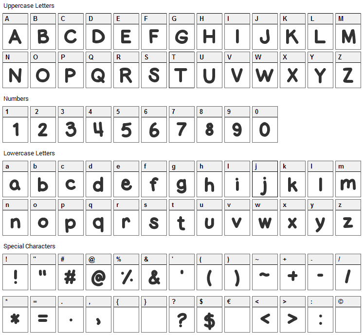 Fat Marker Font Character Map