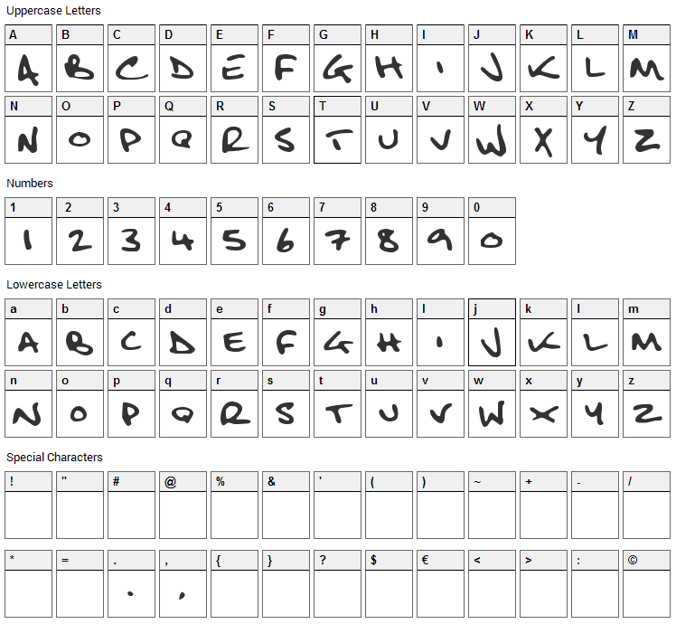 Fatboy Slim Font Character Map