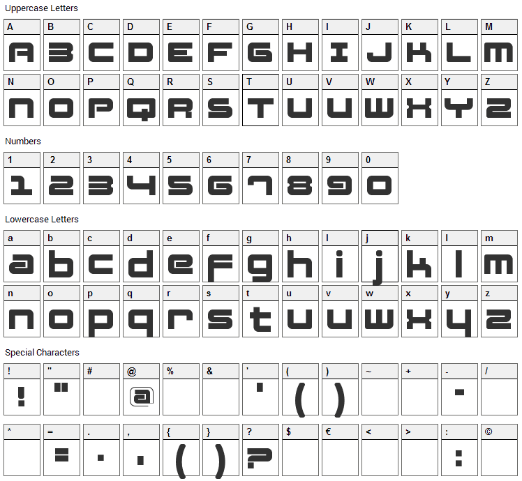 Fatsans Font Character Map