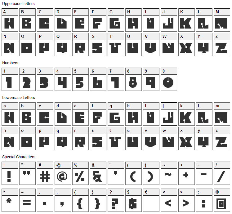 Fatsini Font Character Map