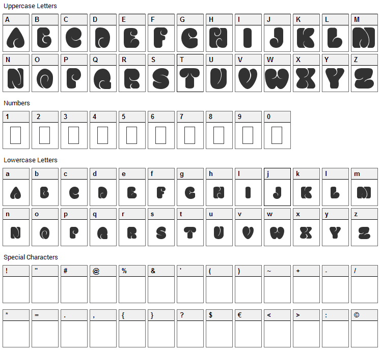 Fatso Caps Font Character Map
