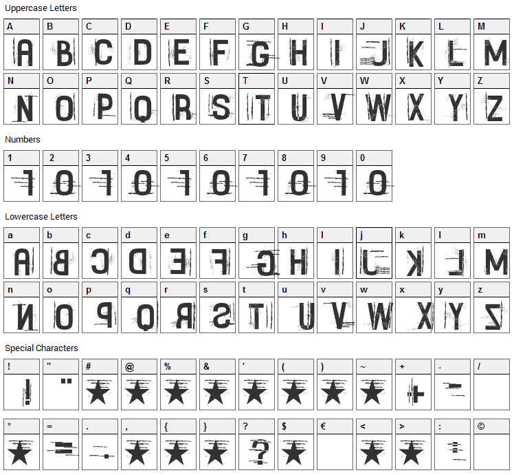 Fayettenam Font Character Map