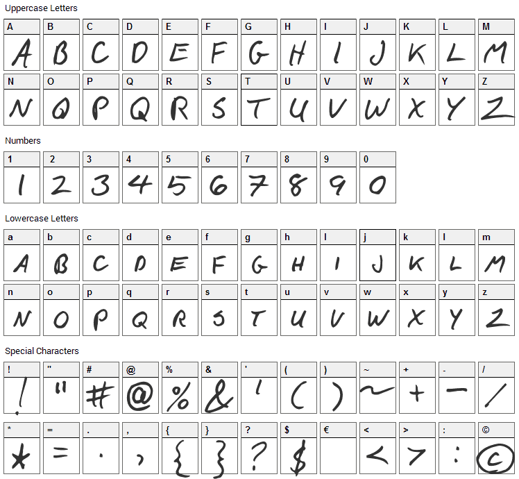 F*ck Beans Font Character Map