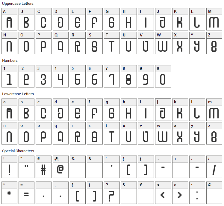 FD Tounge Font Character Map