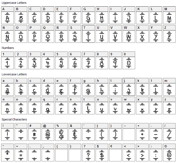 FE Banner Font Character Map