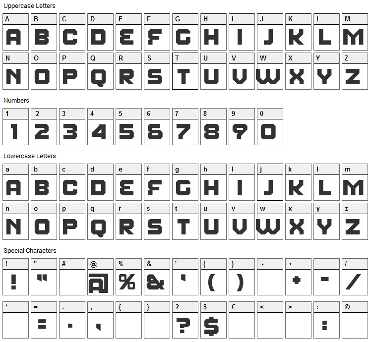 Fear Factor Font Character Map