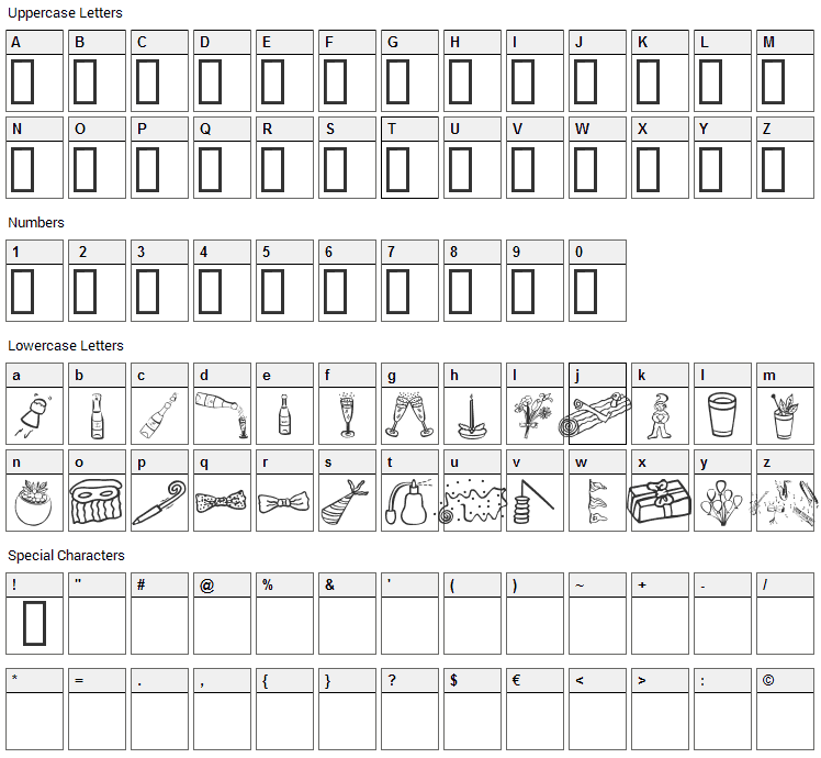 Feast Day Font Character Map