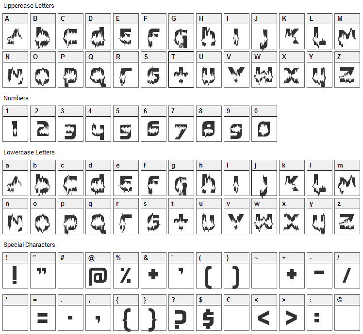 Feedback Loud Font Character Map