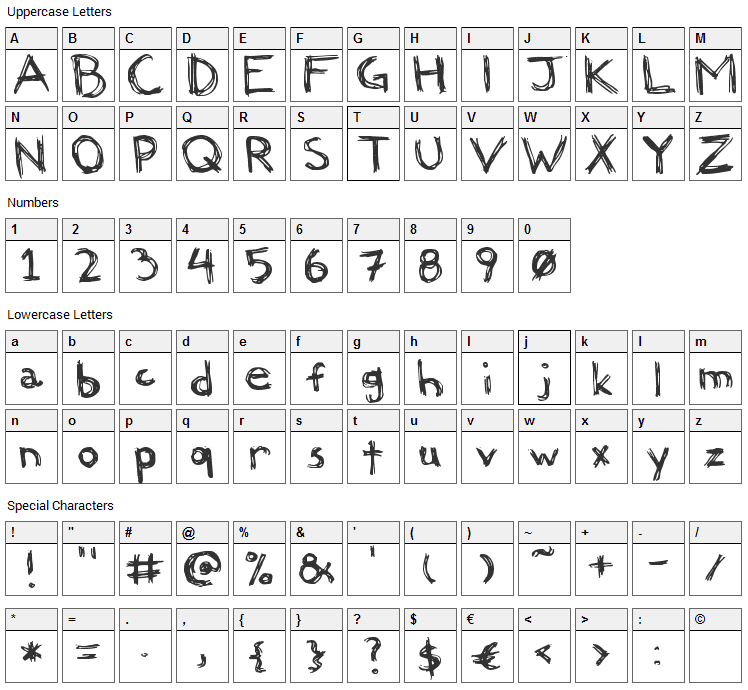 Felicia Font Character Map