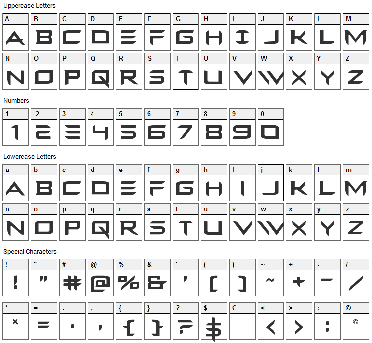 Ferret Face Font Character Map