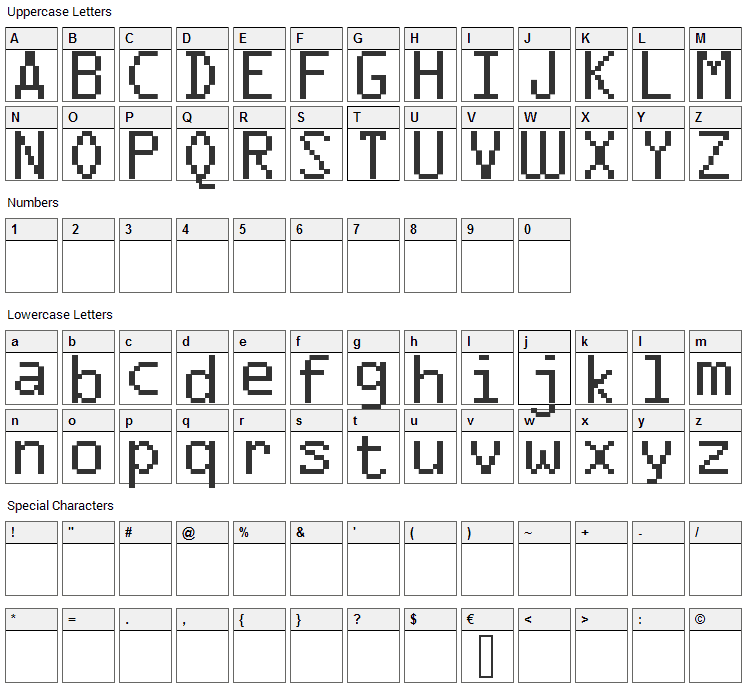 FFF Agent condensed Font Character Map