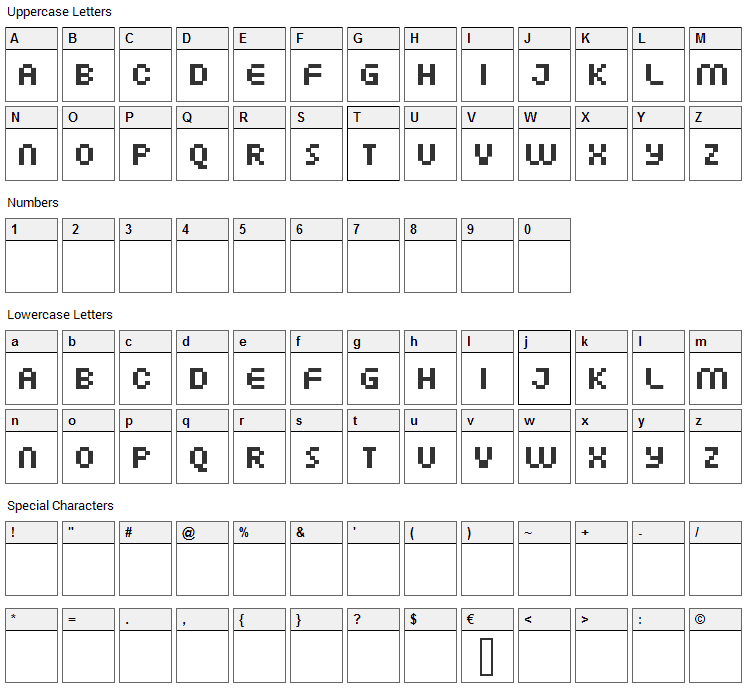 FFF Atlantis Font Character Map