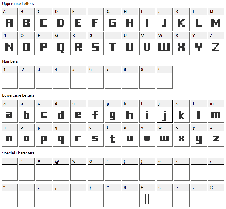 FFF Freedom Font Character Map