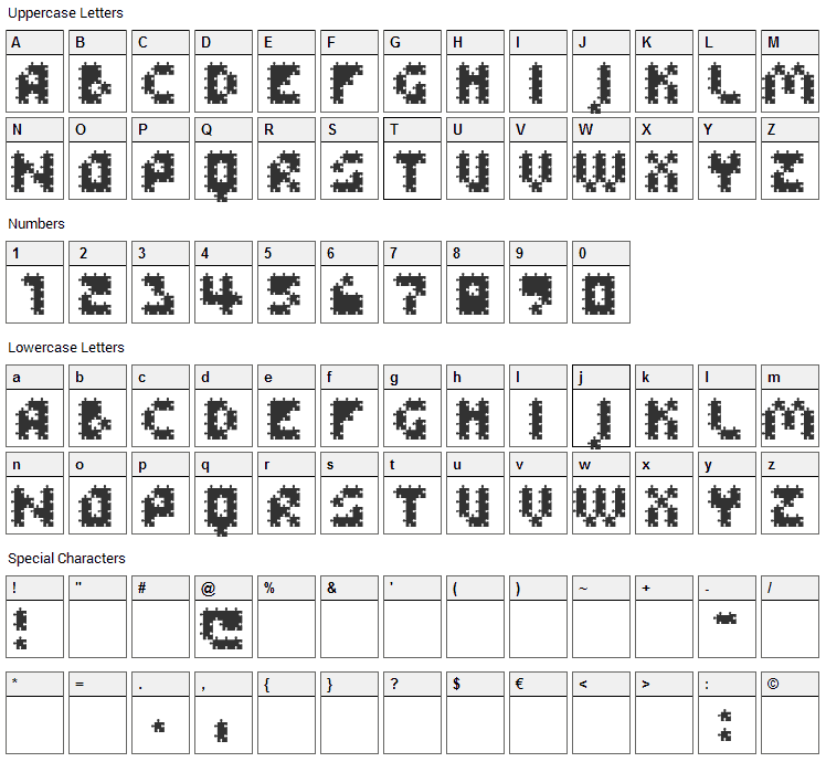 FFU Puzzle Font Character Map