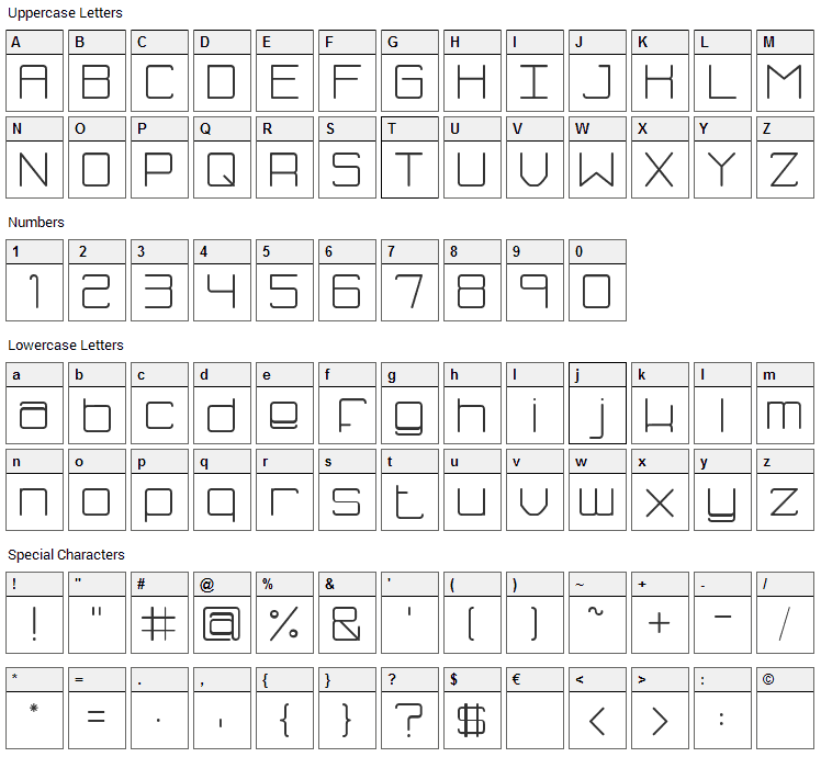 Fh Blue Font Character Map